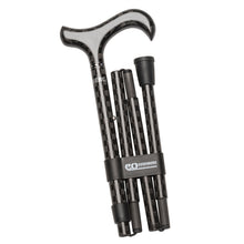 Load image into Gallery viewer, Ossenberg Foldable Carbon Walking Stick in Grey/black Patterned with Derby Grip
