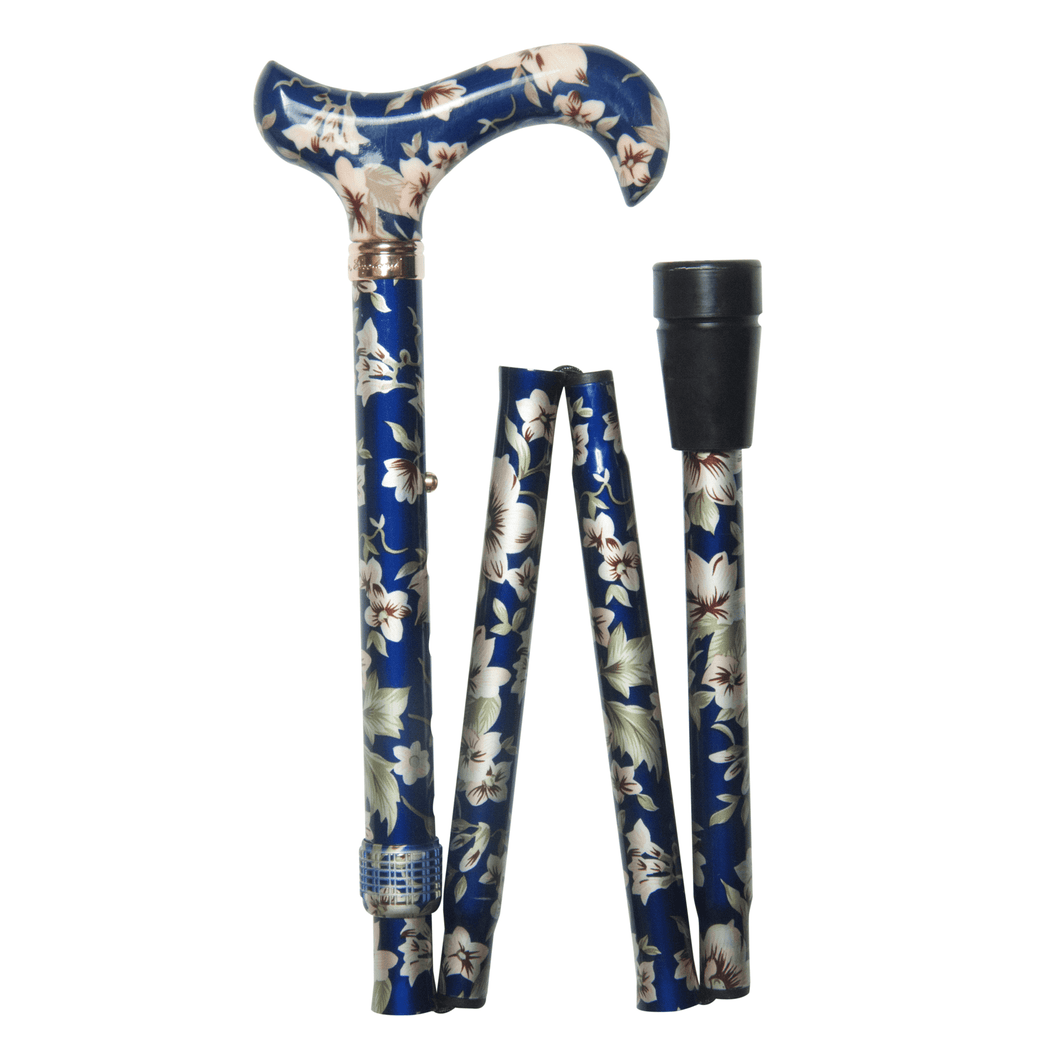 Classic Canes Dark Blue Floral Elite Folding Derby - HOHOLIFE