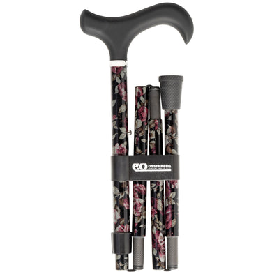 Ossenberg 碳纖維可摺式拐杖套裝-黑花 | 手杖摺疊式拐杖專門店香港 | HOHOLIFE好好生活 